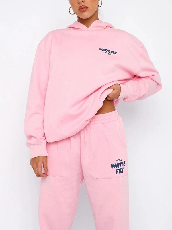 Naiste vabaajaprinteriga kaheosalised kapuutsid, kevadised pikkade varrukatega kapuutsiga dressipluus, lahtised topid Naiste spordirõivad disainerülikonnad tänavarõivastele