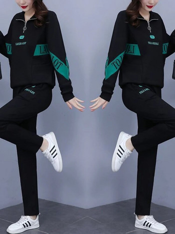Анцузи Дамски спортен костюм Нов ежедневен намаляващ възрастта комплект от две части Темперамент Пролет и есен Спортен костюм за фитнес Жена 2022