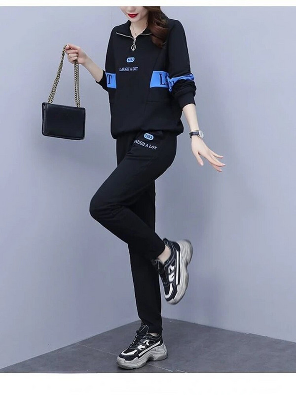 Sportiniai kostiumai, moteriškas sportinis kostiumas, naujas laisvalaikio amžių mažinantis dviejų dalių komplektas, temperamento pavasario ir rudens sporto salės kostiumas, moteris, 2022 m.