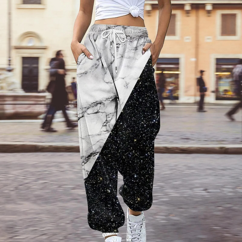 Madingos moteriškos laisvos spalvingos laisvalaikio kelnės šoninės kišenės Rudeninės raištelės sportinės kelnės Mielos mergaitiškos kelnės plačios kelnės moteriškos