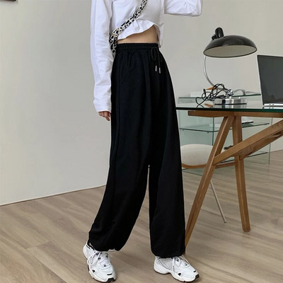 Storos šiltos kelnės moterims Rudens žiema 2023 m. Korėjos madingos vilnos džemperiai Moterims didelės plačios kelnės