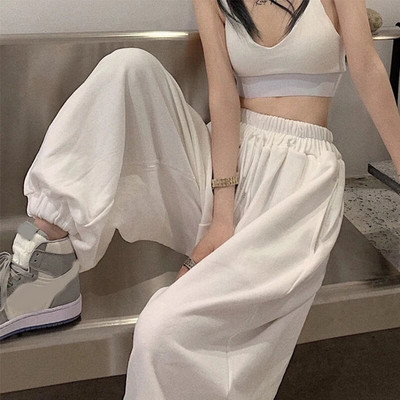 Storos šiltos kelnės moterims Rudens žiema 2023 m. Korėjos madingos vilnos džemperiai Moterims didelės plačios kelnės