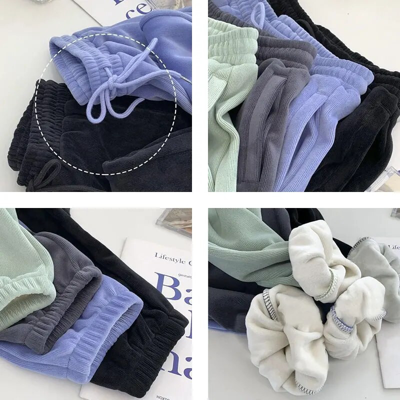 Storos šiltos kelnės moterims Rudens žiema 2023 m. Korėjos madingos vilnos džemperiai Moterims didelės plačios kelnės