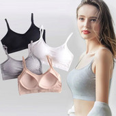 Sutien sport din bumbac pur Sutien de culoare pură fără sârmă Bralette sport Lenjerie de corp Femei Casual Sutiene fără cusături de gimnastică pentru femei