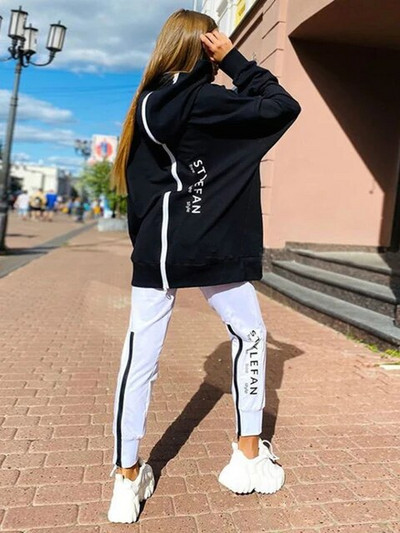 Hanorace de bază cu litere pentru femei Seturi de 2 piese Trening Costum la modă Toamnă Femei Coreea Pantaloni și pulover Îmbrăcăminte de stradă cu glugă