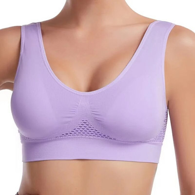 Alergare Mesh Hollow Vent Hole Mesh Lenjerie sport pentru femei Top sport Sutien magic Crop Lenjerie sexy Topuri Sâni mari alergare