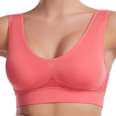 Alergare Mesh Hollow Vent Hole Mesh Lenjerie sport pentru femei Top sport Sutien magic Crop Lenjerie sexy Topuri Sâni mari alergare