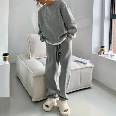 2023 costum sport antrenament ocazional costum termic cald toamna iarna femei set solid pulover cu glugă + pantaloni set din două piese