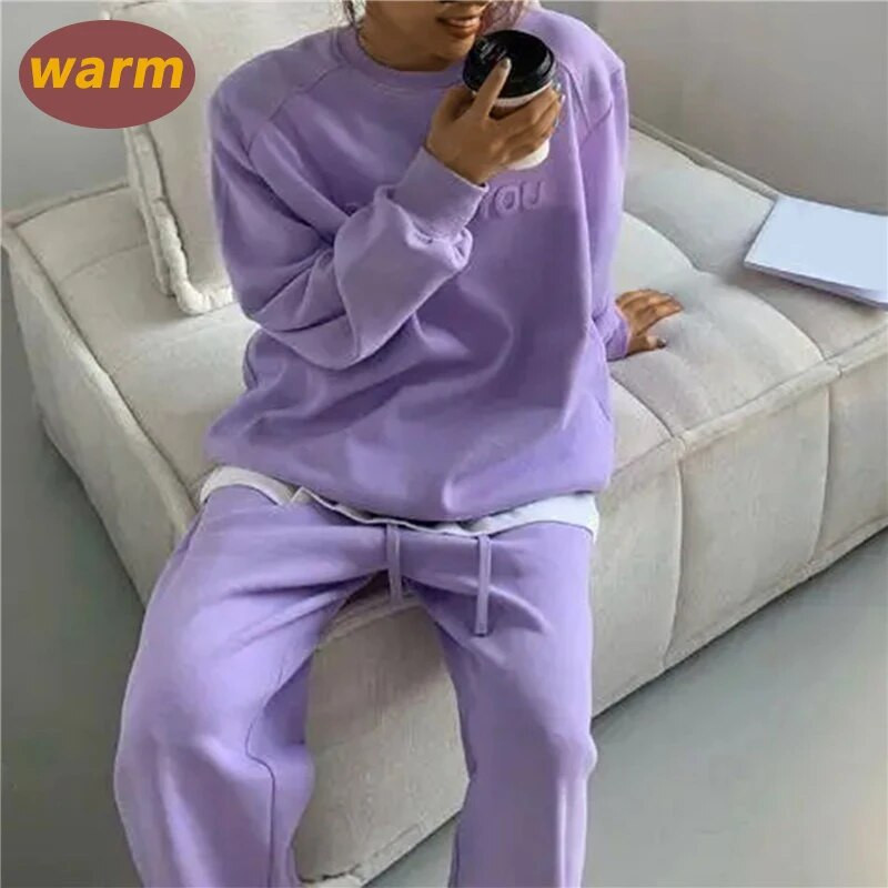 2023. aasta vabaaja treeningu spordiülikonnad, soojad, sügistalvised, sügistalvised naiste komplektid, O-kaelusega pullover, kapuuts + püksid, kaheosaline komplekt