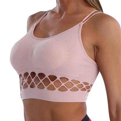 2022 Nou Sutien Sport pentru Femei Sală de gimnastică Respirabil Yoga Crop Top Sutien activ Negru Alb Vestă de yoga Haine de exercițiu Top de antrenament