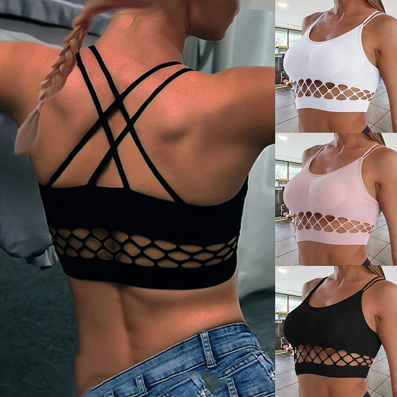 2022 Нов спортен сутиен за жени Фитнес зала Дишащ йога къс топ активен сутиен Черен бял йога жилетка Дрехи за упражнения Тренировка Топ
