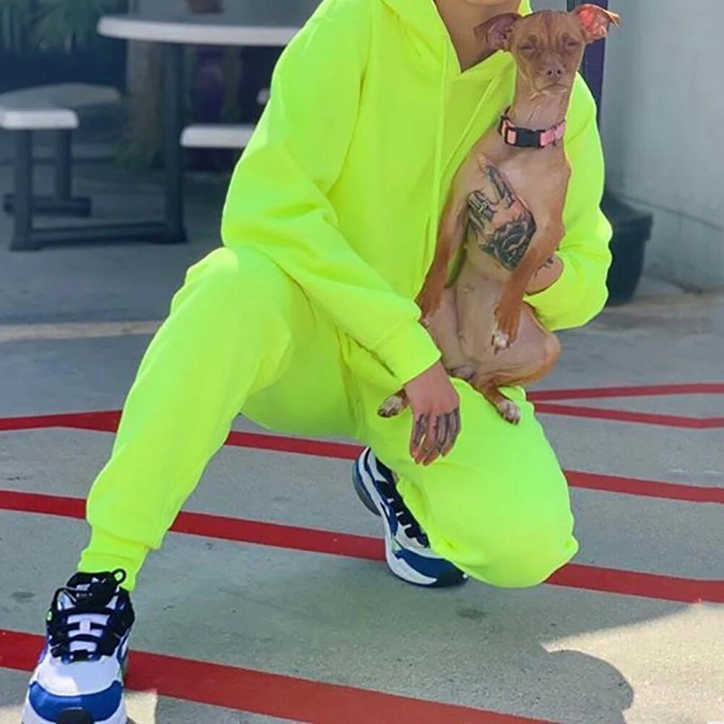 Αθλητικές φόρμες μονόχρωμες γυναίκες με μακρυμάνικη κουκούλα Sport Casual πουλόβερ Φούτερ κοστούμι παντελόνι