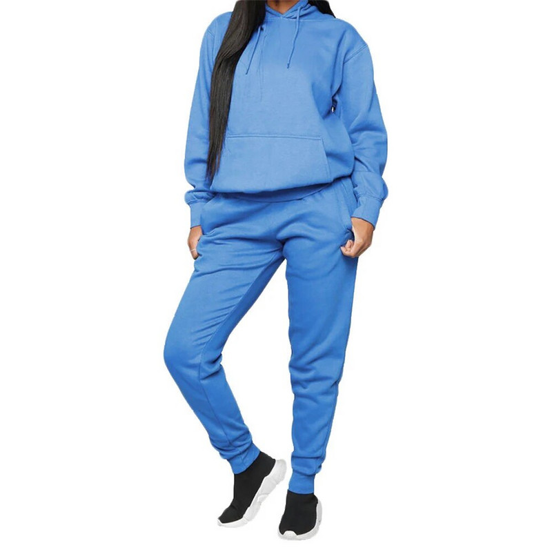 Αθλητικές φόρμες μονόχρωμες γυναίκες με μακρυμάνικη κουκούλα Sport Casual πουλόβερ Φούτερ κοστούμι παντελόνι