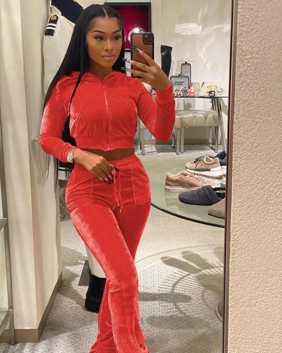 Set de 2 piese sexy de epocă pentru femei Trening Toamnă Iarnă Sport Costum Casual Solid mânecă lungă