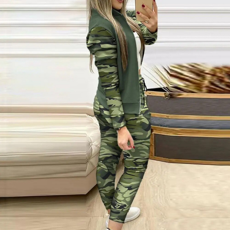 Naiste kaheosaline komplekt, sügisene naiste spordidress, tõmblukuga ülaosa ja püksid vabaaja sportlik kostüüm, talv naiste komplekt, chandals mujer