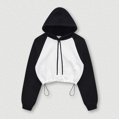 Mermaid Curve rudens/ziemas jauns kontrasts, raibs, sporta džemperis ar kapuci sievietēm, vaļīgs savilkšanas aukliņš ar garām piedurknēm jogas fitnesa tops