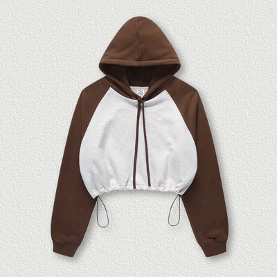 Mermaid Curve rudens/ziemas jauns kontrasts, raibs, sporta džemperis ar kapuci sievietēm, vaļīgs savilkšanas aukliņš ar garām piedurknēm jogas fitnesa tops