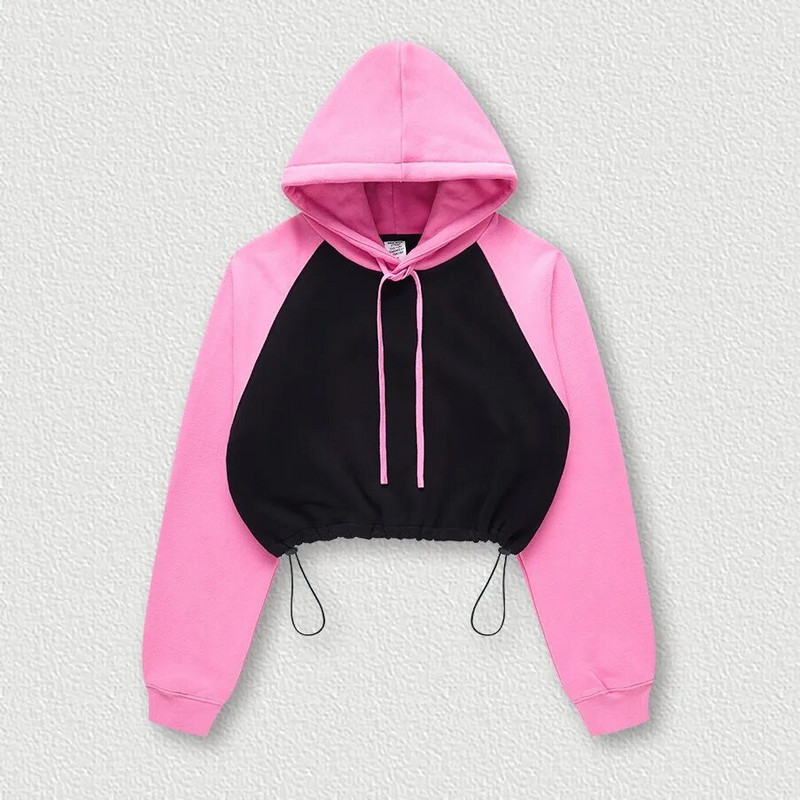 Mermaid Curve rudens/ziemas jauns kontrasts, raibs, sporta džemperis ar kapuci sievietēm, vaļīgs savilkšanas aukliņš ar garām piedurknēm jogas fitnesa tops