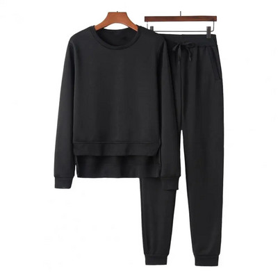 Costum din două piese pentru femei Hanorac pentru femei cu tiv neregulat Set pantaloni de trening 2 piese ținută sport cu șnur elastic în talie pentru toamnă