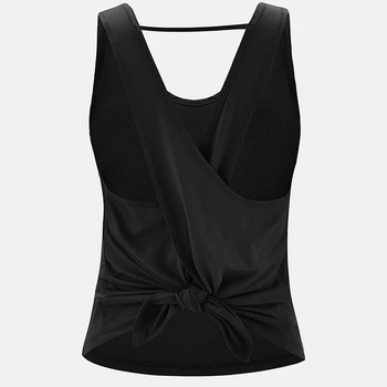 Charmo Γυναικείο Αμάνικο Αθλητικό Μπλουζάκι Ανοιχτό Γιλέκο σταυρού Πίσω Προπόνηση Loose Fit Yoga Running Tank Top,Knots