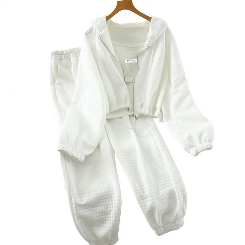 Reguliuojamo juosmens sportinis kostiumas, moteriškas 3 dalių rudens žiemos sporto komplektas, liemenė su gobtuvu, elastingas juosmuo, skirtas aktyviam sportui