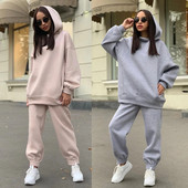 Nou Toamnă Iarnă Set 2 Piese Femei Ținute Sport Ocazional Trening Hanorace Hanorac + Pantaloni Îmbrăcăminte Sport Costum Seturi de alergare