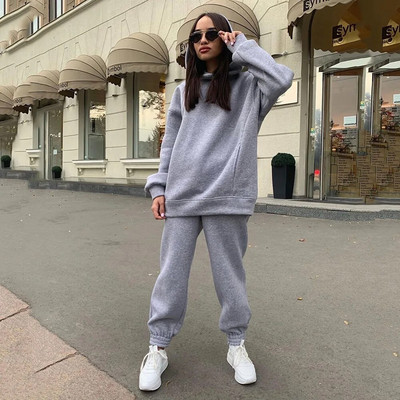 Nou Toamnă Iarnă Set 2 Piese Femei Ținute Sport Ocazional Trening Hanorace Hanorac + Pantaloni Îmbrăcăminte Sport Costum Seturi de alergare