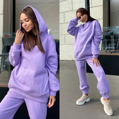 Nou Toamnă Iarnă Set 2 Piese Femei Ținute Sport Ocazional Trening Hanorace Hanorac + Pantaloni Îmbrăcăminte Sport Costum Seturi de alergare