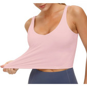 Dámske tielko s vystuženou športovou podprsenkou, beh, cvičenie, joga, krátky top, telocvičňa, oblečenie na tréning, športové oblečenie bez kruhov