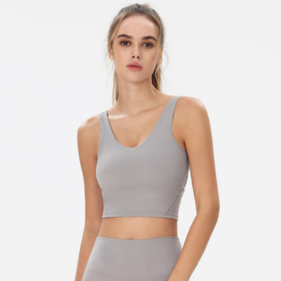 Dámske tielko s vystuženou športovou podprsenkou, beh, cvičenie, joga, krátky top, telocvičňa, oblečenie na tréning, športové oblečenie bez kruhov