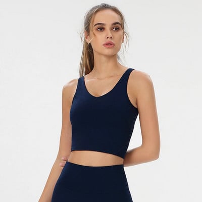 Dámske tielko s vystuženou športovou podprsenkou, beh, cvičenie, joga, krátky top, telocvičňa, oblečenie na tréning, športové oblečenie bez kruhov