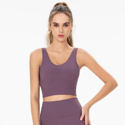 Dámske tielko s vystuženou športovou podprsenkou, beh, cvičenie, joga, krátky top, telocvičňa, oblečenie na tréning, športové oblečenie bez kruhov