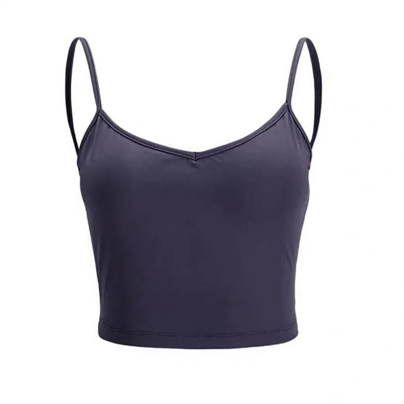 Summer New Running Fitness Αμάνικο αθλητικό γιλέκο Γυναικείο εξώπλατο Quick Dry Sexy Gathered Camisole Yoga με μαξιλαράκι στήθους