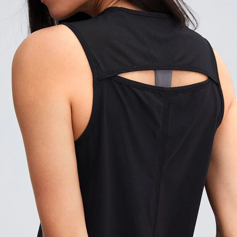 Καλοκαιρινό τρέξιμο γυναικεία ρούχα Stay Cool Back Γυναικεία μπλούζες γιόγκα τανκ με διχτυωτό συνονθύλευμα μήκους ισχίου γυμναστήριο Γιλέκο γυμναστικής Αθλητικά ρούχα