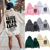 Unisex burtu apdruka ar garām piedurknēm, gadījuma rakstura sievietēm ar vaļīgām kabatām Hoodies Sieviešu kapuces ar rāvējslēdzēju Sieviešu kapuci ar garu rāvējslēdzēju