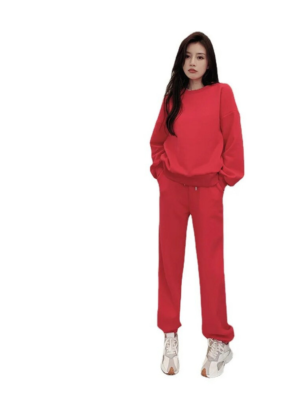 Medvilninis pavasarinis sportinis kostiumas moteriškas sportinis kostiumas ilgomis rankovėmis megztinis + kelnės Bėgimas Bėgimas Fitnesas Kasdieniai sportiniai komplektai Aprangos komplektai Drabužiai