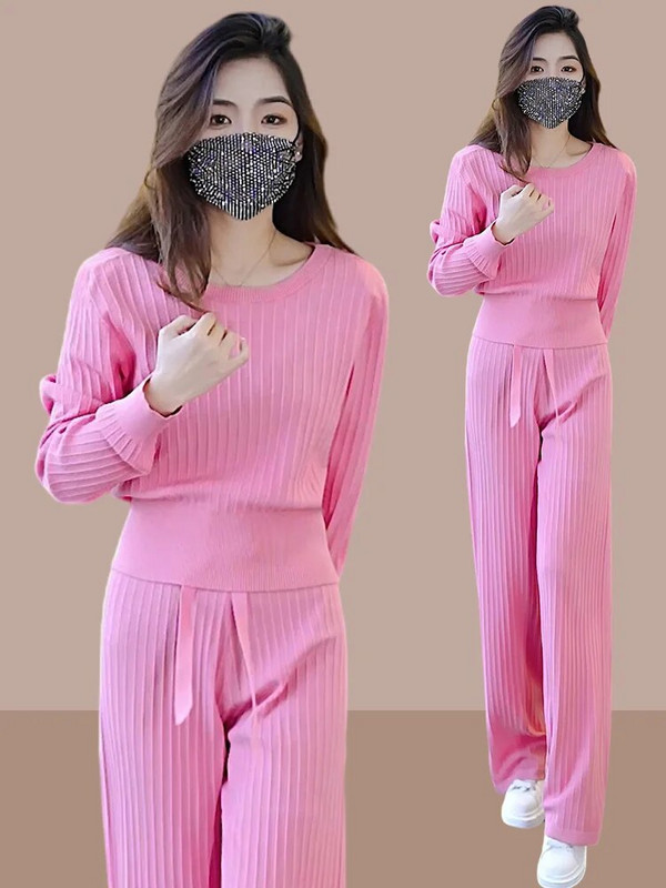 Rudens žiemos moterų sportinis kostiumas, 2 dalių megztinis ilgomis rankovėmis ir kelnaitės, bėgimo bėgimo komplektai, laisvalaikio treniruočių kūno rengybos rinkinys