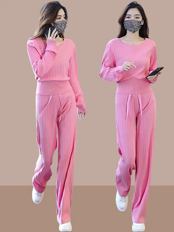 Rudens žiemos moterų sportinis kostiumas, 2 dalių megztinis ilgomis rankovėmis ir kelnaitės, bėgimo bėgimo komplektai, laisvalaikio treniruočių kūno rengybos rinkinys