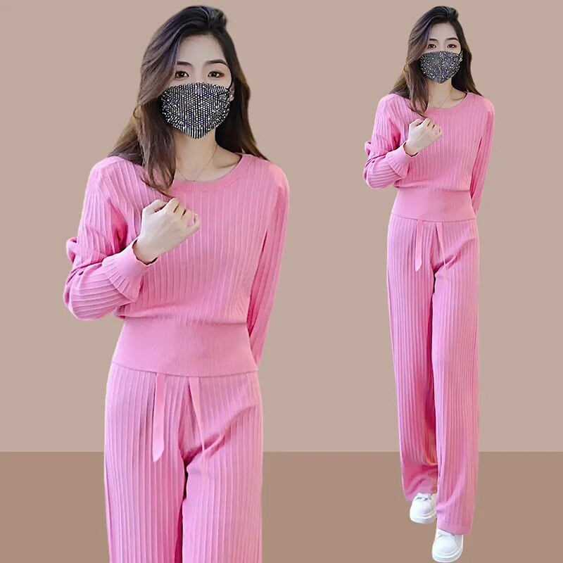 Rudens žiemos moterų sportinis kostiumas, 2 dalių megztinis ilgomis rankovėmis ir kelnaitės, bėgimo bėgimo komplektai, laisvalaikio treniruočių kūno rengybos rinkinys