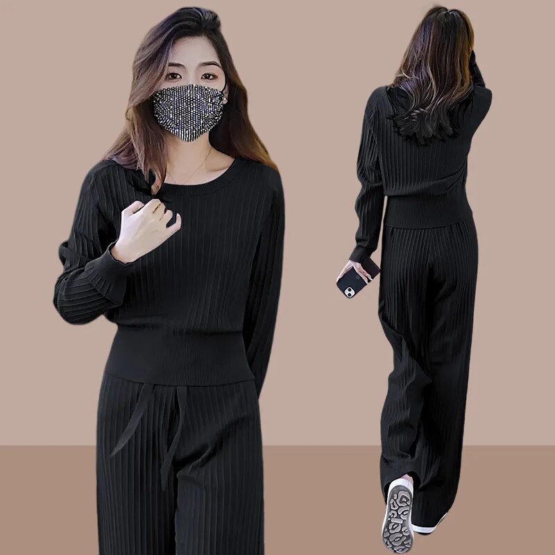 Rudens žiemos moterų sportinis kostiumas, 2 dalių megztinis ilgomis rankovėmis ir kelnaitės, bėgimo bėgimo komplektai, laisvalaikio treniruočių kūno rengybos rinkinys