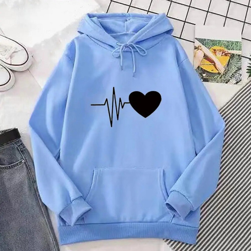 Пуловер с качулка Дамски Мъжки Ретро модни поларени прости суичъри за двойка Есенни меки едноцветни унисекс горнища