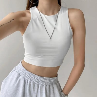 Women Slim Fit Tank Top Stylish Women`s Tank Tops for Summer Solid Color Slim Fit Round Neck Vest Fashionable O-neck for Wear