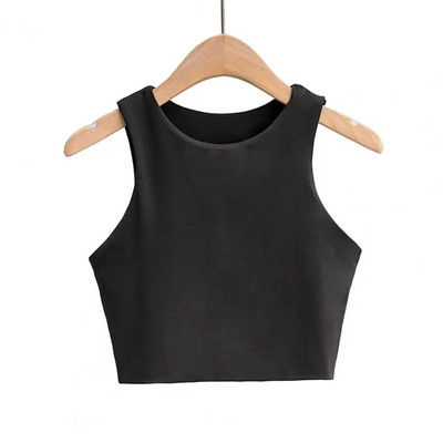 Stilingi moteriški viršutiniai apatiniai stilingi moteriški trumpaplaukiai vasarai vienspalviai Slim Fit liemenė su apvalia kakle madinga nešioti