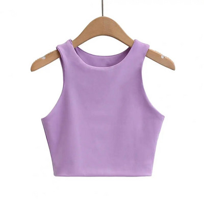 Stilingi moteriški viršutiniai apatiniai stilingi moteriški trumpaplaukiai vasarai vienspalviai Slim Fit liemenė su apvalia kakle madinga nešioti