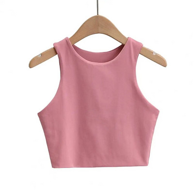 Stilingi moteriški viršutiniai apatiniai stilingi moteriški trumpaplaukiai vasarai vienspalviai Slim Fit liemenė su apvalia kakle madinga nešioti