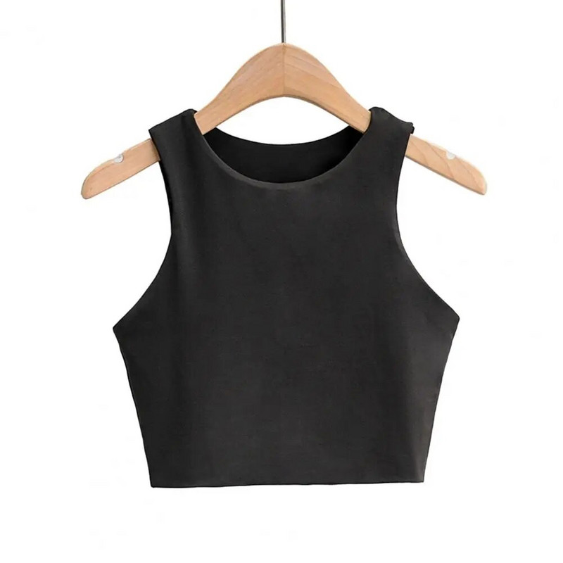 Stilingi moteriški viršutiniai apatiniai stilingi moteriški trumpaplaukiai vasarai vienspalviai Slim Fit liemenė su apvalia kakle madinga nešioti