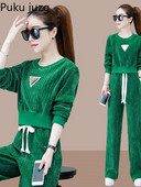 Costum de alergare sport pentru femei Cămașă cu mânecă lungă cu gât în formă de O Top cu pantaloni largi Costum Set din două piese Trening pentru femei Îmbrăcăminte de jogging la modă