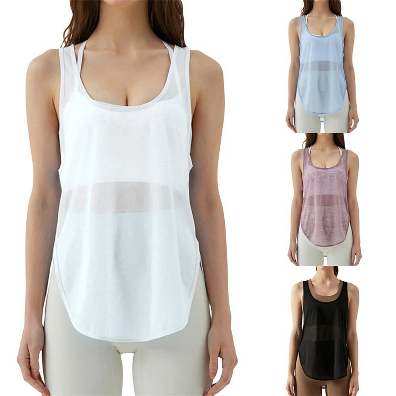 Naiste Jooksuvestid Küljelahus Kiiresti Kuiv hingav Sport Fitness Jooga Riietus Ühevärvilised Läbi varrukateta Topid