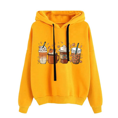 Sieviešu džemperis ar apaļu kaklu, garām piedurknēm, Helovīna apdruka, vienkrāsains džemperis ar kapuci.