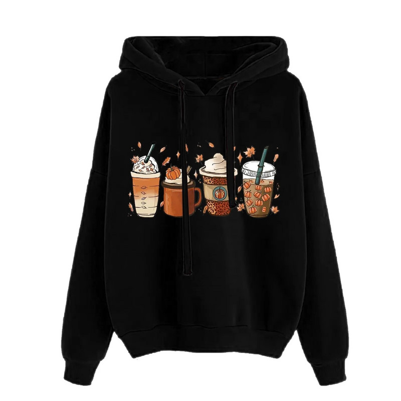 Sieviešu džemperis ar apaļu kaklu, garām piedurknēm, Helovīna apdruka, vienkrāsains džemperis ar kapuci.